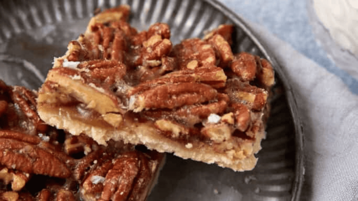 up close photo of pecan bars.