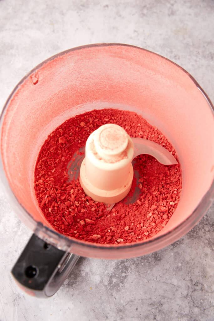 freeze-dried strawberries pulsed in a food processor.
