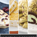 Pinterest collage with text overlay for pistachio desserts