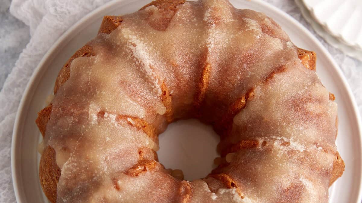 A butter cake on a platter.