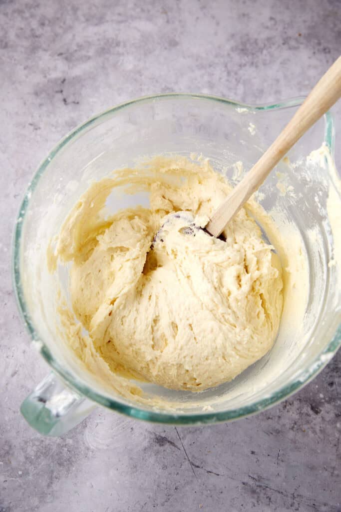 vanilla added to the butter, sugar, and egg mixture.