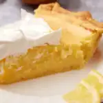 slice of lemon chess pie on a plate.