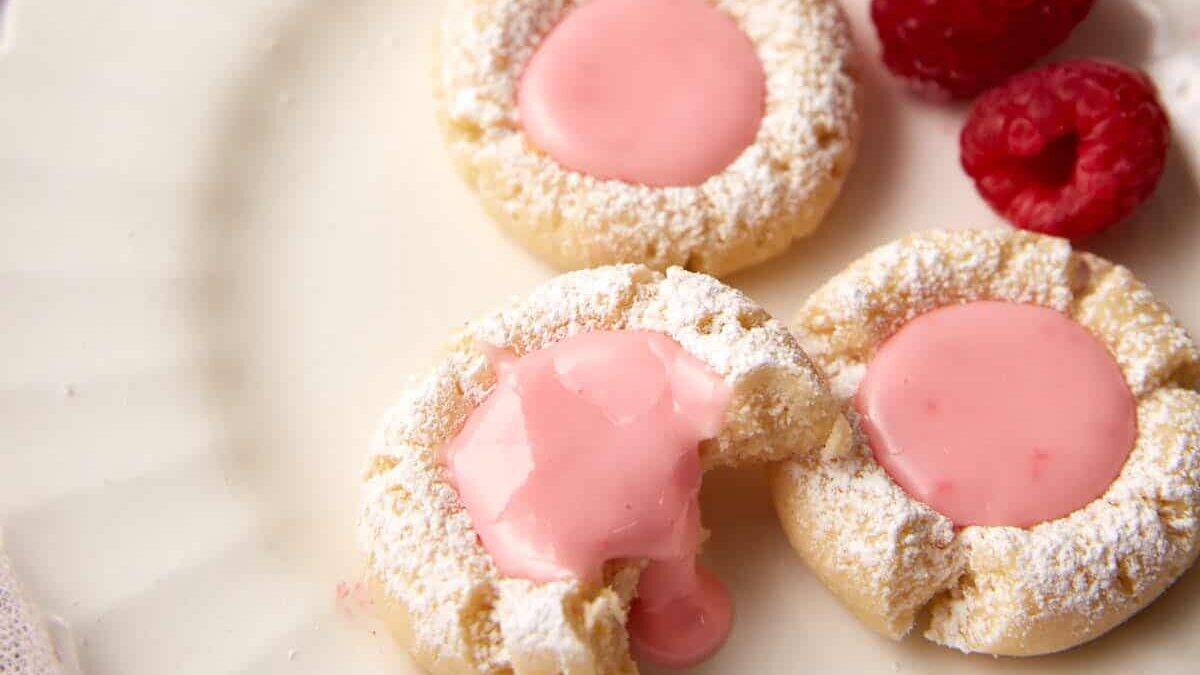 Pink lemonade cookies with a soft pastel hue.