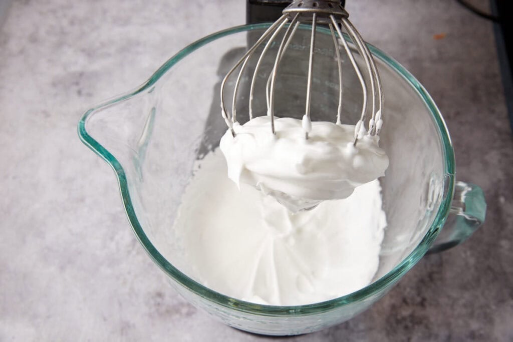 whipped eggs whites in a stand mixer with a whisk attachment.