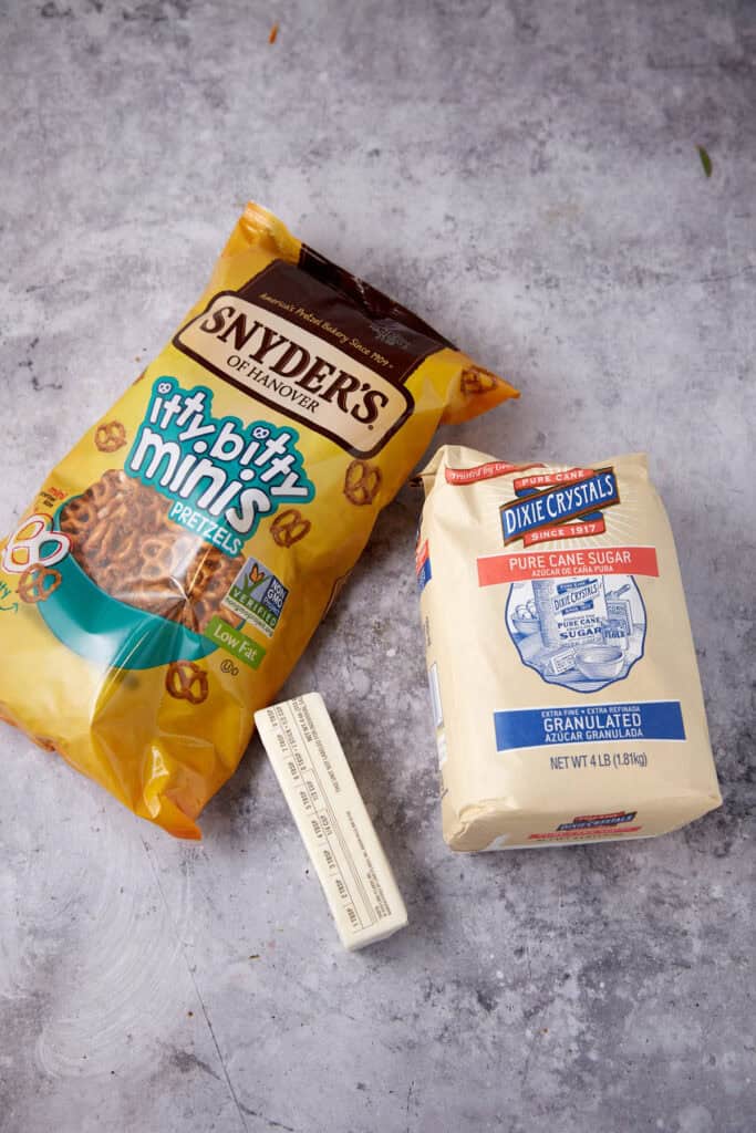 Ingredients for a pretzel crust.