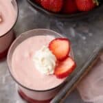 Four servings of white chocolate strawberry mousse.