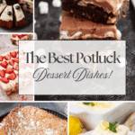 Pinterest collage with text overlay for potluck dessert dishes