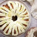 7 up cake on a cake stand.