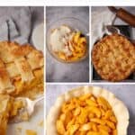 Pinterest collage with text overlay for Flaky Peach Pie