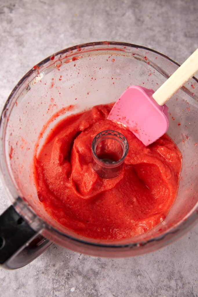 blended frozen strawberry lemonade in a food processor.