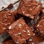 pecan brownies on a wire rack.