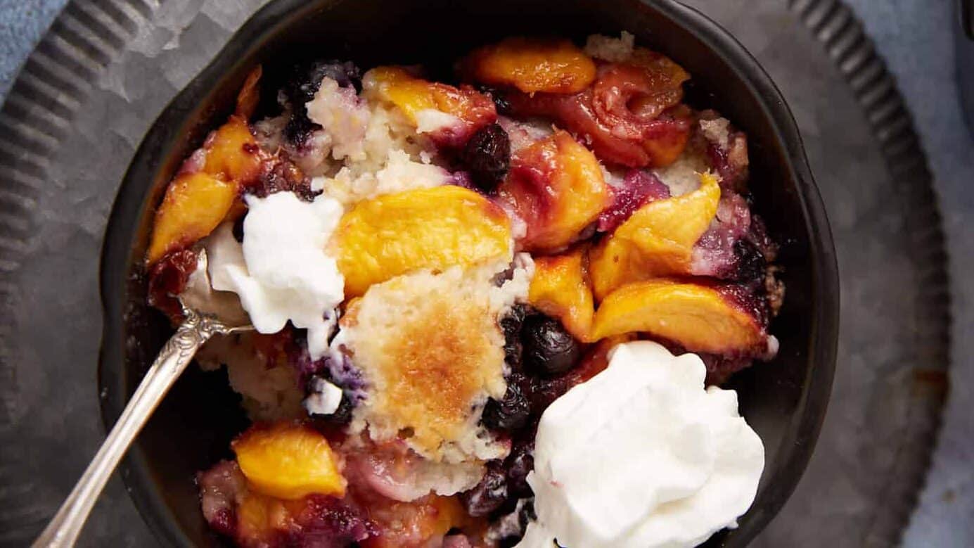 Peach and Blueberry Cobbler Cake
