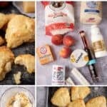 Pinterest collage with text overlay for Peach Scones with Buttermilk and Creamy Peach Glaze