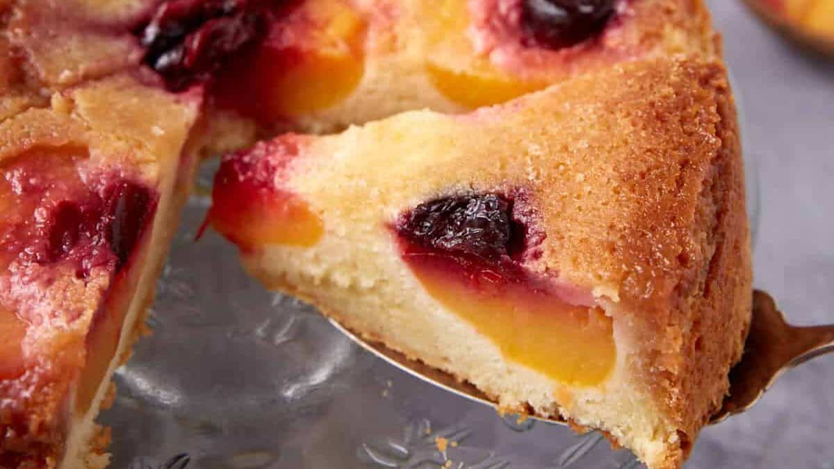 Moist Peach Upside Down Cake Made from Scratch