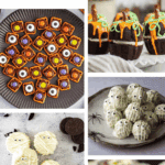 Pinterest collage with text overlay for Halloween desserts