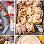 pumpkin cinnamon rolls pin collage