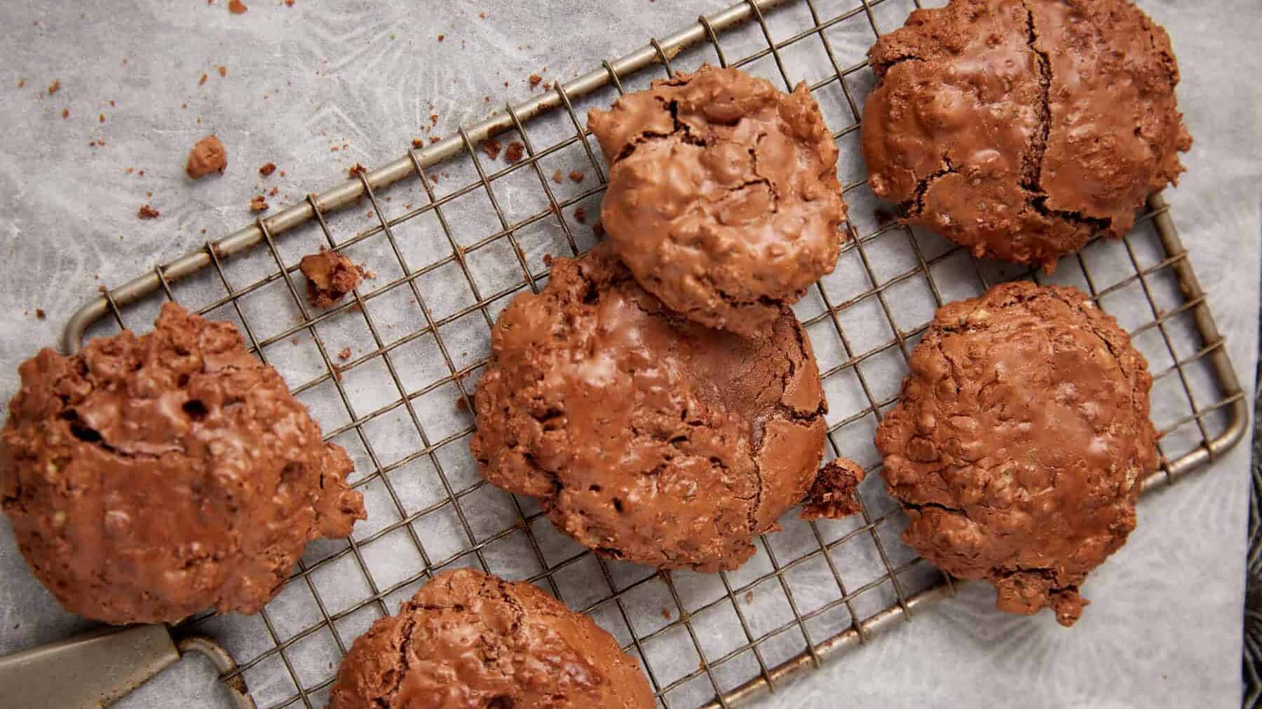 chocolate Chewies on a wire rack.