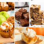 Pinterest collage with text overlay for Cozy Up with These 16 Mini Fall Dessert Favorites