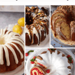 Pinterest collage with text overlay for retro bundt cakes