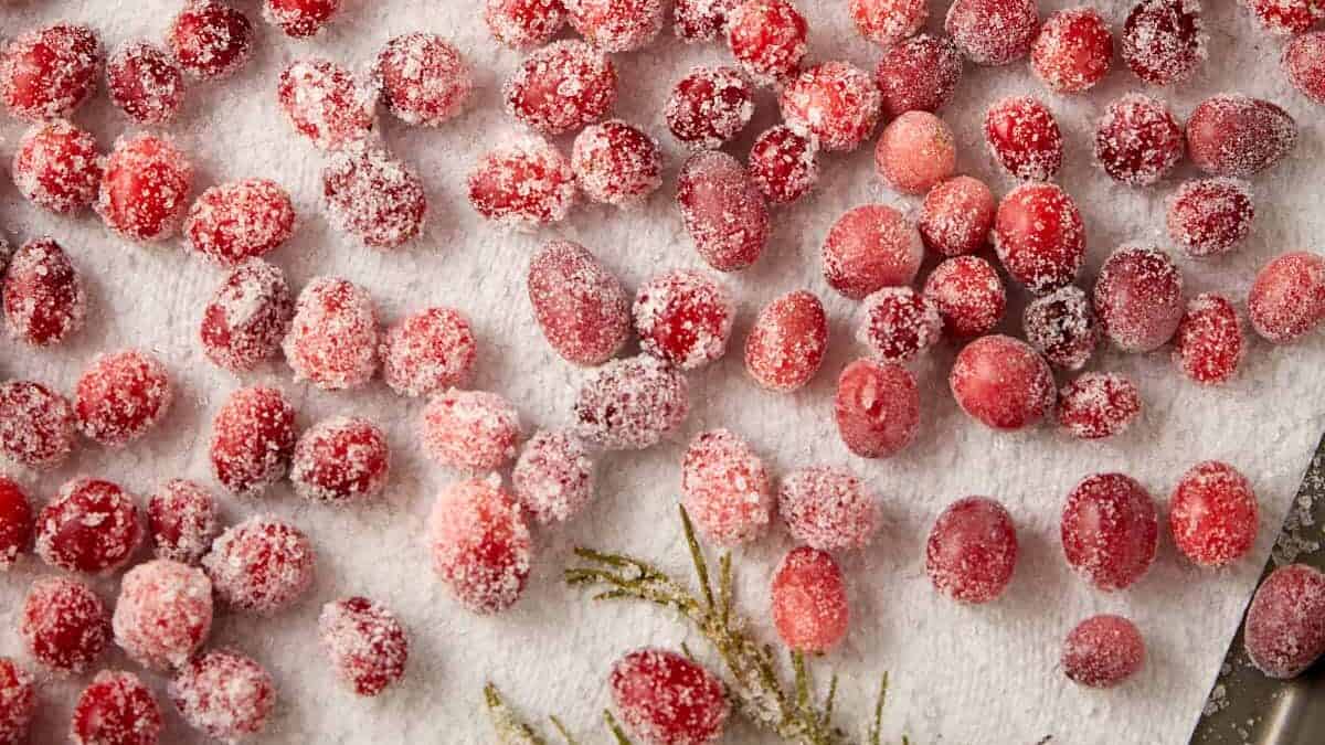 Sparkling Sugared Cranberries for Holiday Desserts