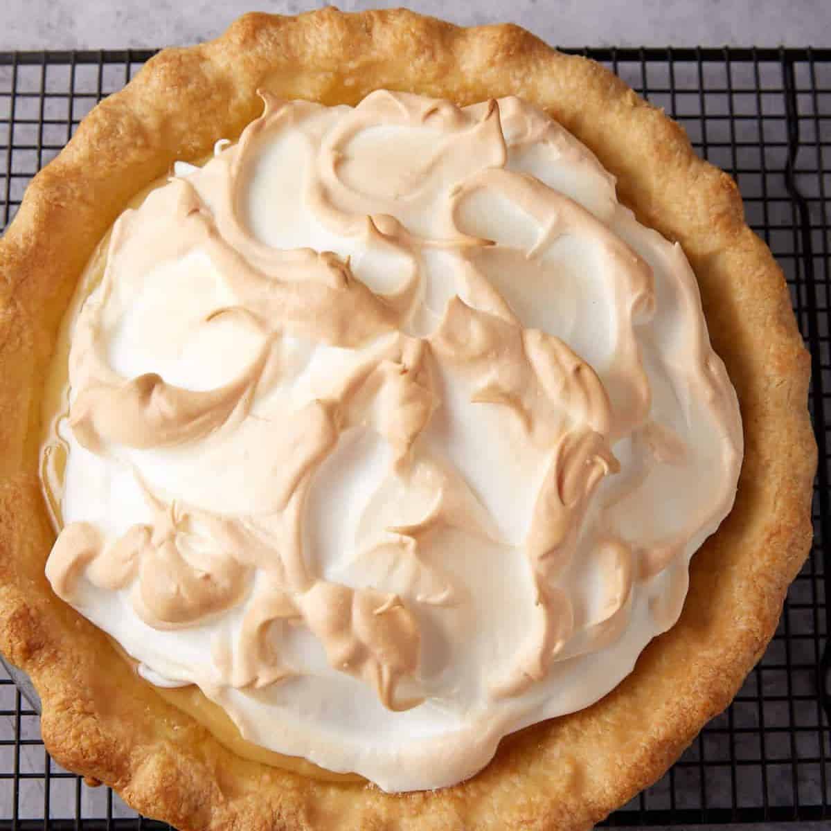 Meringue on top of a cream pie.