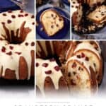 Pinterest collage with text overlay for Buttery Cranberry Orange Bundt Cake with Dried Cranberries
