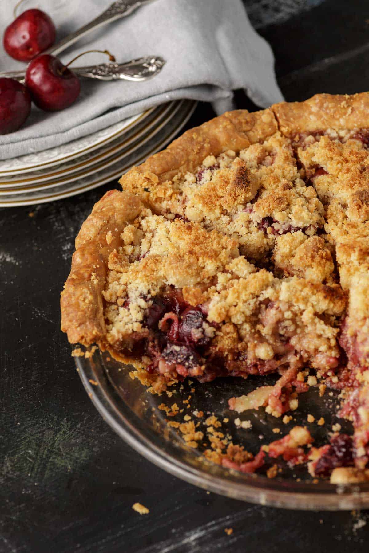 Fresh Cherry Pie with Crumb Topping - Easy Southern Desserts