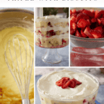 Pinterest collage with text overlay for Strawberry Shortcake Trifle With Buttermilk Biscuits