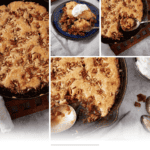 Pinterest collage with text overlay for Pecan Pie Cobbler With Bourbon (No Cake Mix)