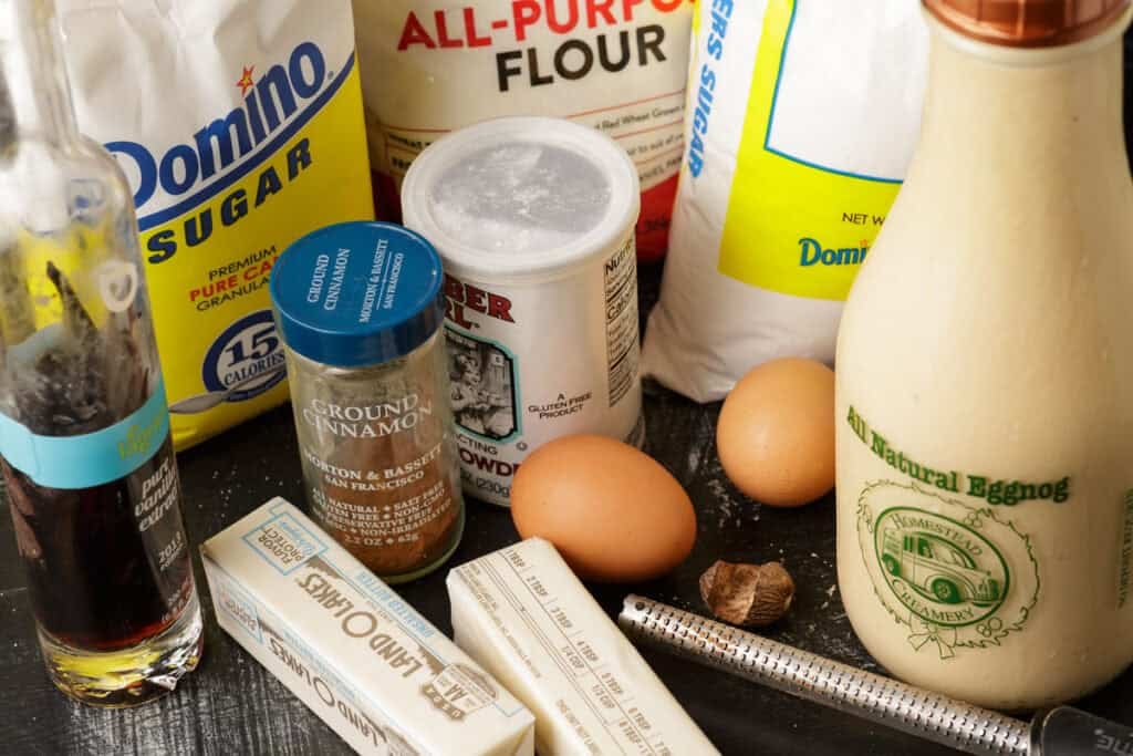 Ingredients for eggnog cookies.